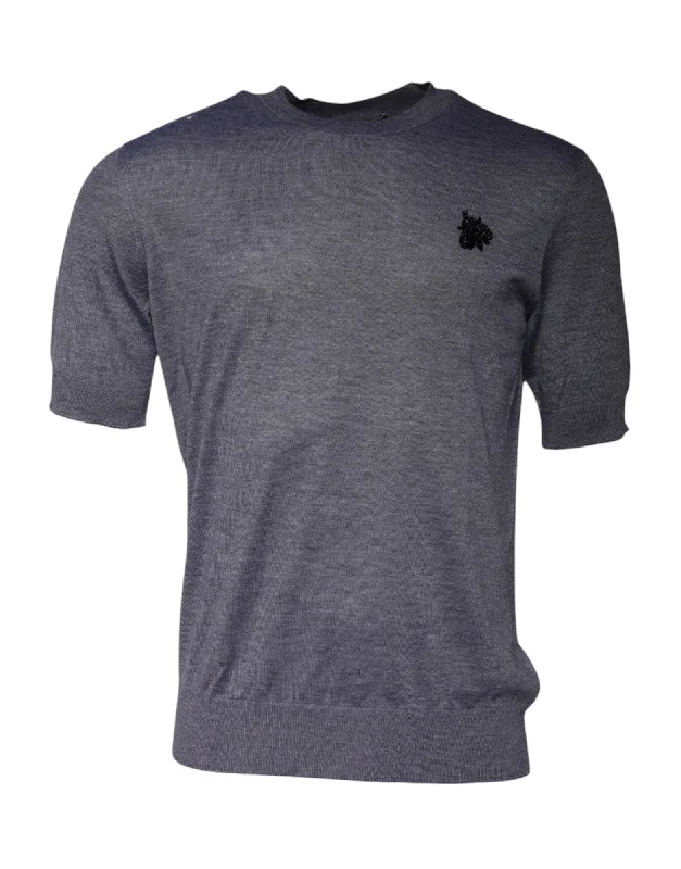 Men's Shirts with Ruffled HemlinesDolce & Gabbana  Cashmere Crew Neck Short Sleeve Men's T-shirt (Pre-Owned)