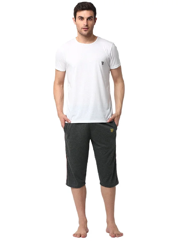 Mack Jonney White Grey Night Suit For Men's