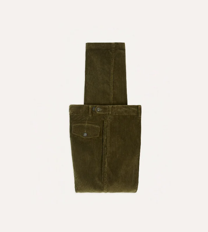 Stylish Men's Cargo PantsOlive Cotton Corduroy Games Trousers