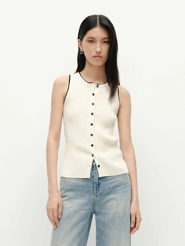 Button Detail Knit Vest