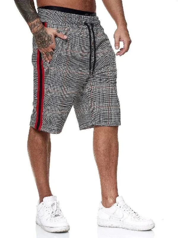 Men's Velcro-Closure Pants for ConveniencePlaid Casual Shorts For Men