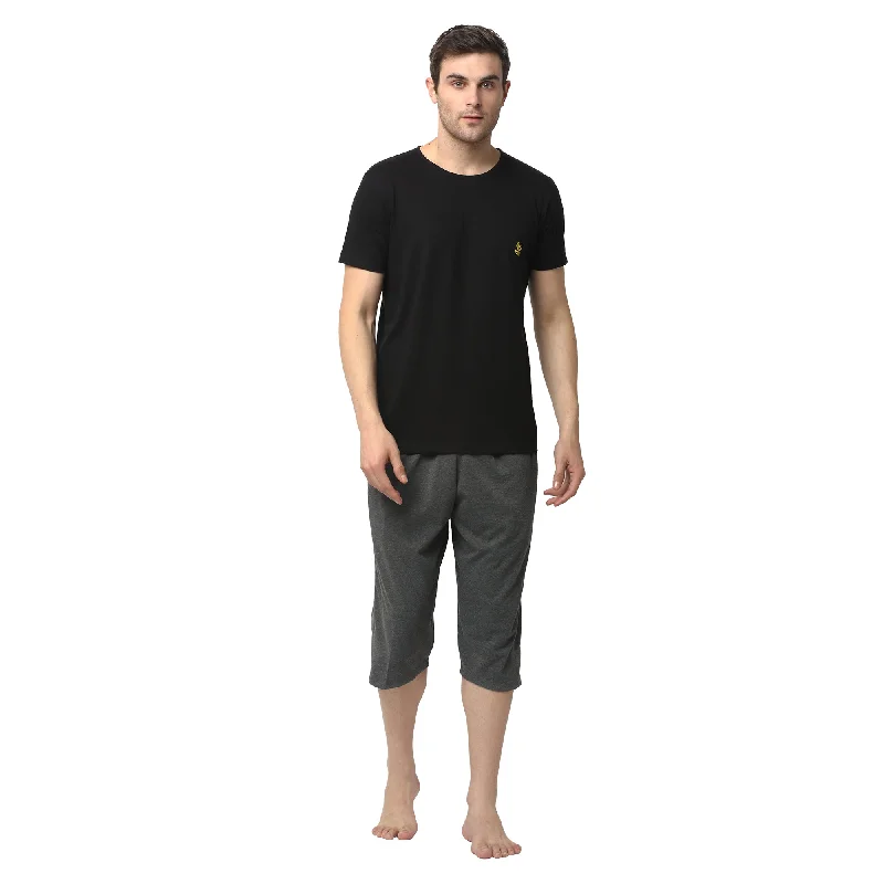 Mack Jonney Black Silver Night Suit For Men's