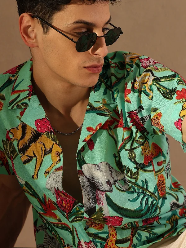 Men's Crew Neck T-Shirts for Everyday WearBlock Printed Cotton Shirt