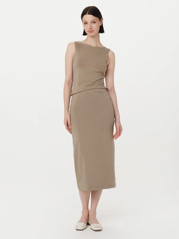 Men's Unique and Designer Bottom Wear for a Statement LookThe Jersey Pencil Skirt in Taupe