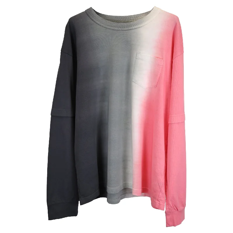 Patterned Men's Hawaiian ShirtsSacai Tie-Dye Crewneck T-shirt in Pink Cotton