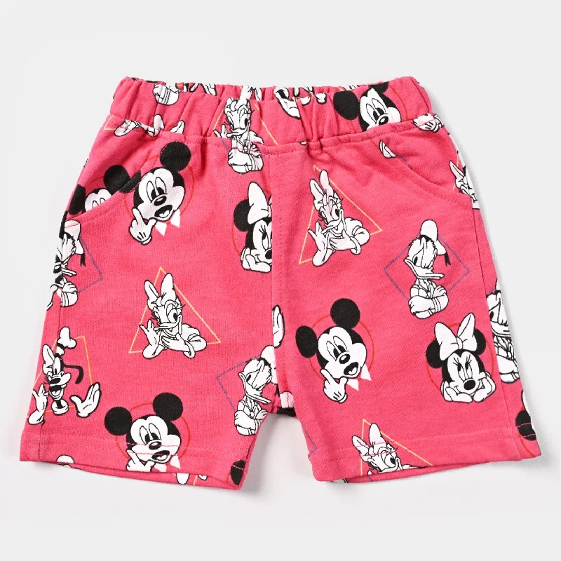 Men's Pants with Contrast Fabric PanelsInfant Girls Cotton Jersey Knitted Short Cartoon-Hot Pink
