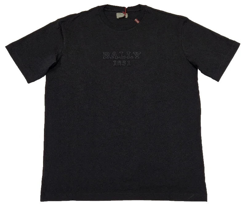 Patterned Men's Hawaiian ShirtsBally 6301178 Men's Black Embroidered Logo T-Shirt