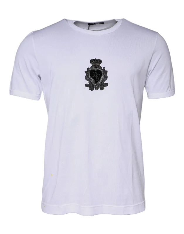 Men's Shirts with Antimicrobial TreatmentDolce & Gabbana  Logo Heart Cotton Crew Neck Men's T-shirt (Pre-Owned)