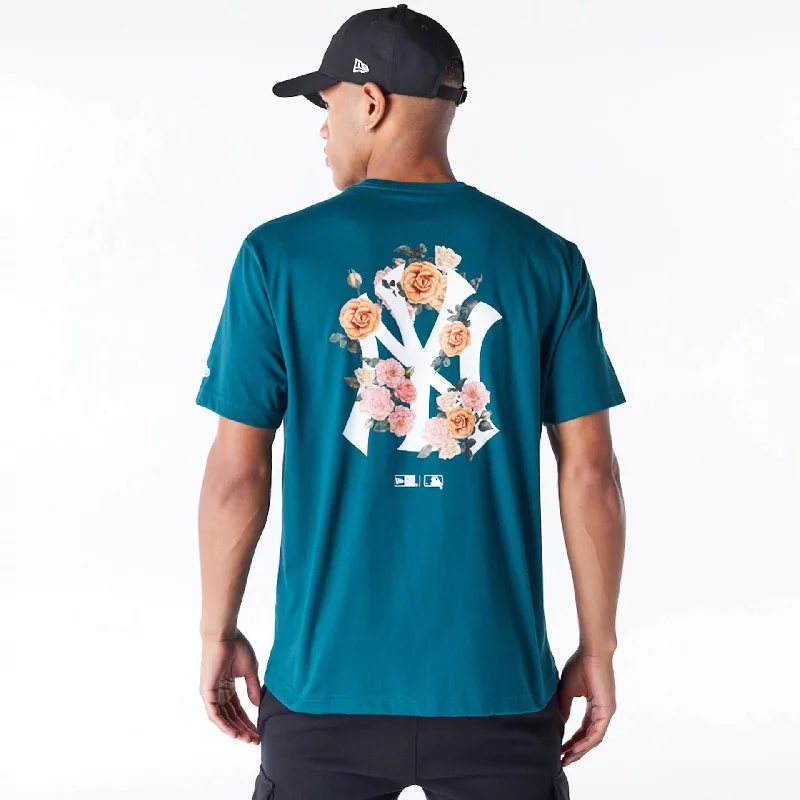 Men's Shirts with Zippered PocketsNew York Yankees MLB Flower New Era Korea Dark Green T-Shirt