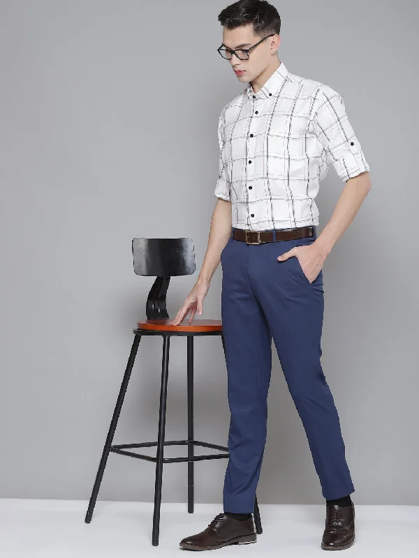 Men's Custom Dress Shirts for a Personalized FitMen White Smart Slim Fit Checked Formal Shirt