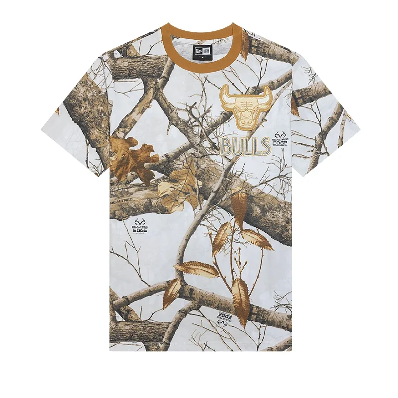 Men's Shirts with Floral PrintsChicago Bulls NBA City Edition Real Tree White T-Shirt