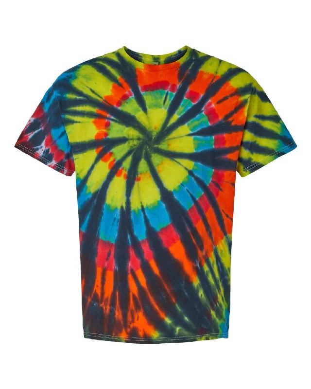 Men's Shirts for Beach OutingsRainbow Cut-Spiral Tie-Dyed T-Shirt