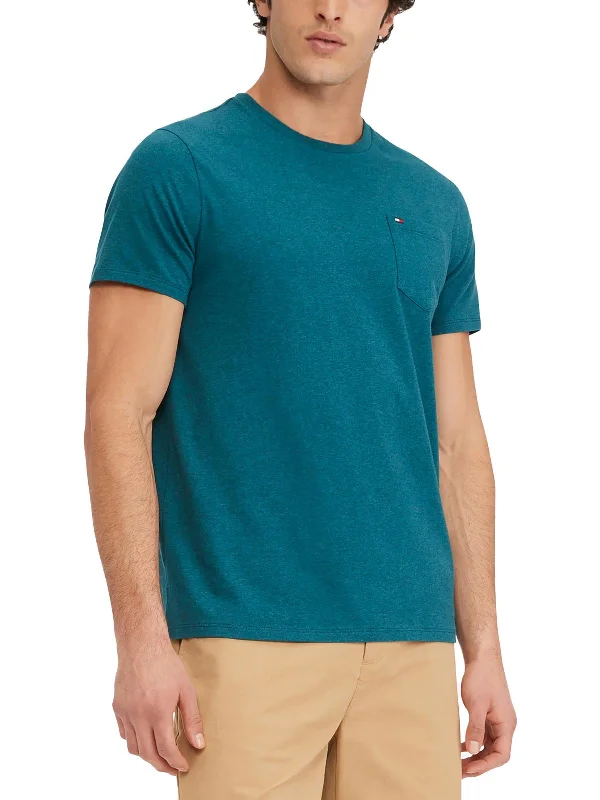 Men's Shirts with Contrast CollarsMens Cotton Pocket T-Shirt