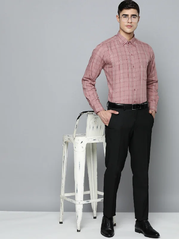 Men's Long-Sleeve Shirts for Year-Round WearDENNISON Smart Regular Fit Tartan Checks Formal Shirt