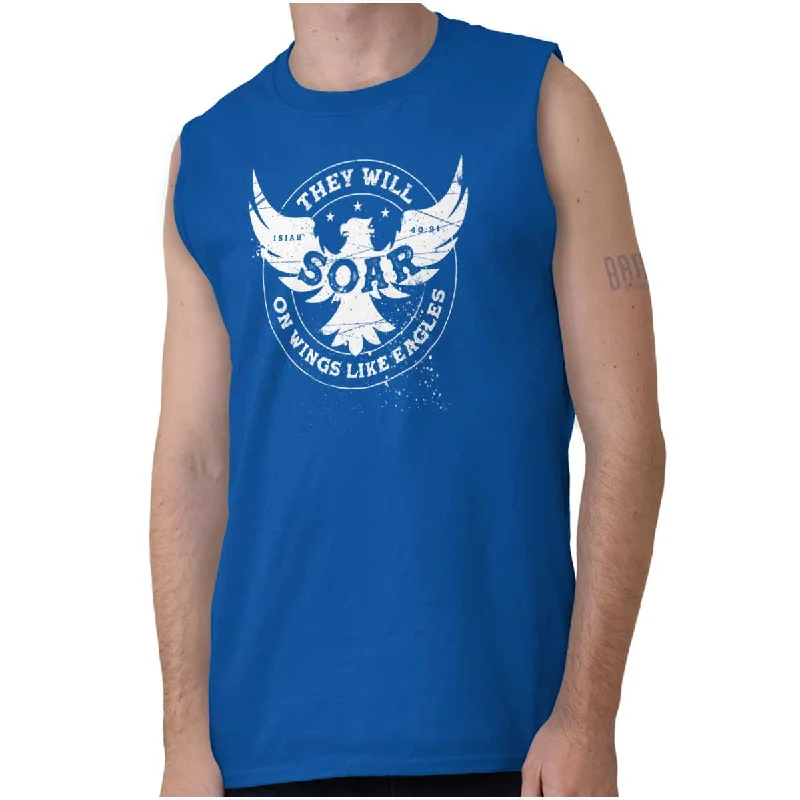 Men's Checked Short-Sleeve Shirts for Summer FunOn Eagles Wings Sleeveless T Shirt
