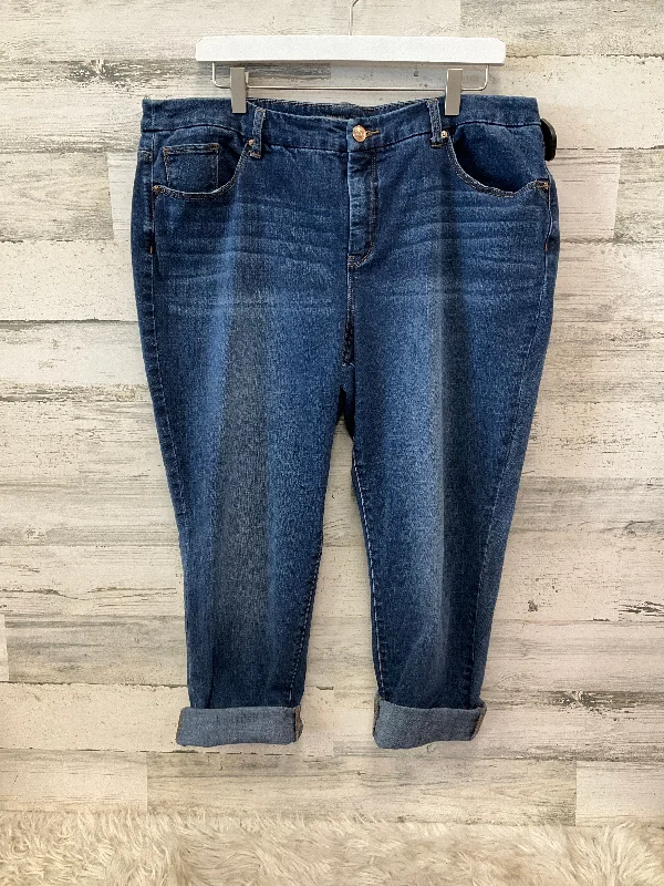 Patterned Beanie CapsJeans Skinny By Chicos In Blue Denim, Size: 16