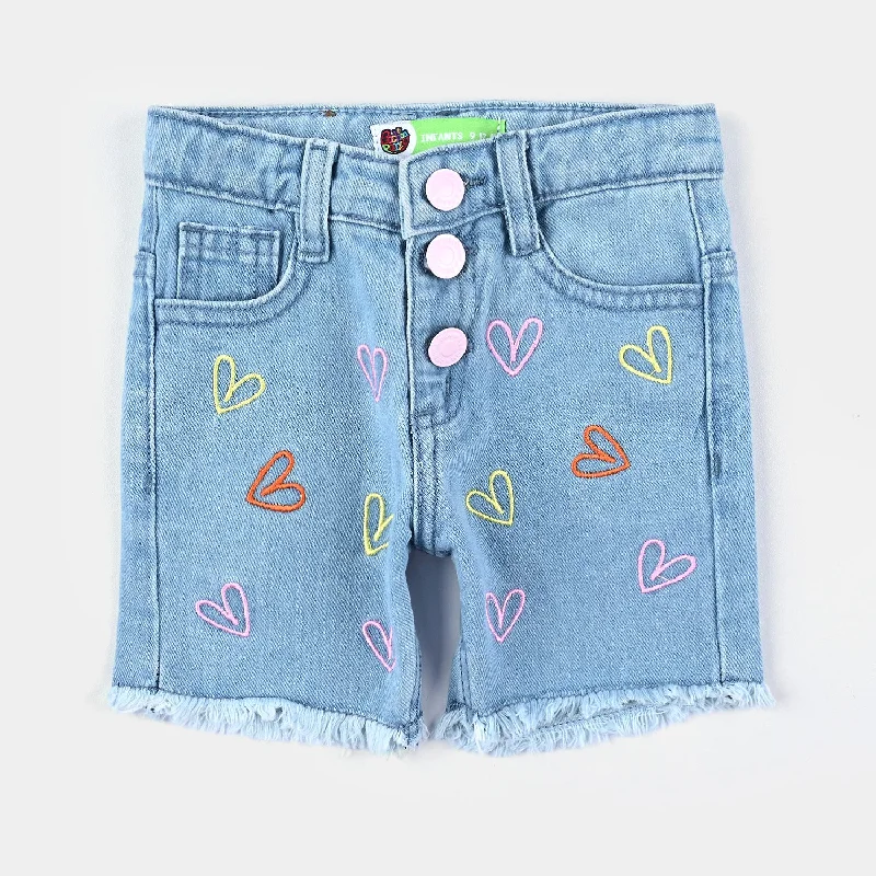 Men's Pants with Water-Resistant FabricInfant Girls Denim Short Hearts-Ice Blue
