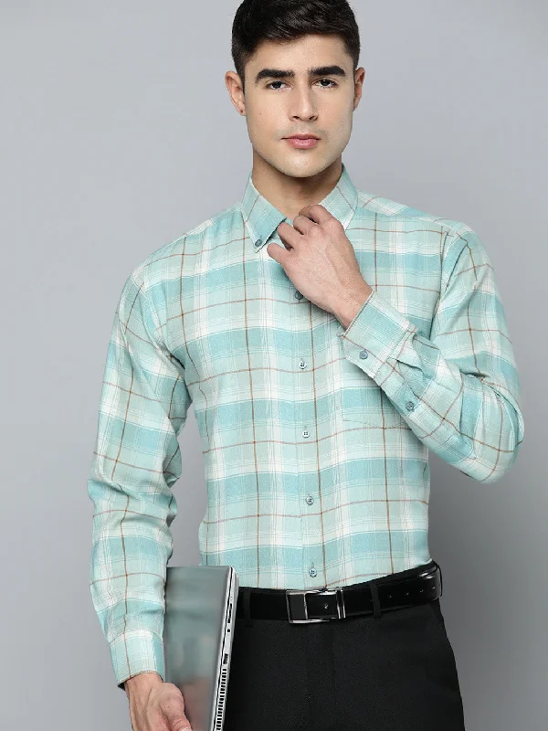 Lightweight Men's Poplin ShirtsDENNISON Smart Regular Fit Tartan Checks Formal Shirt