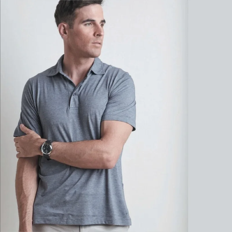 Men's Shirts with UV ProtectionSuperfine Hairline Polo in Navy by Left Coast Tee