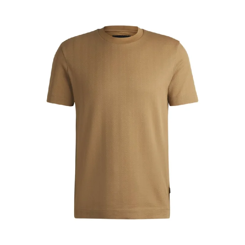 Men's Shirts with Mandarin CollarsHerringbone regular-fit T-shirt in cotton and wool