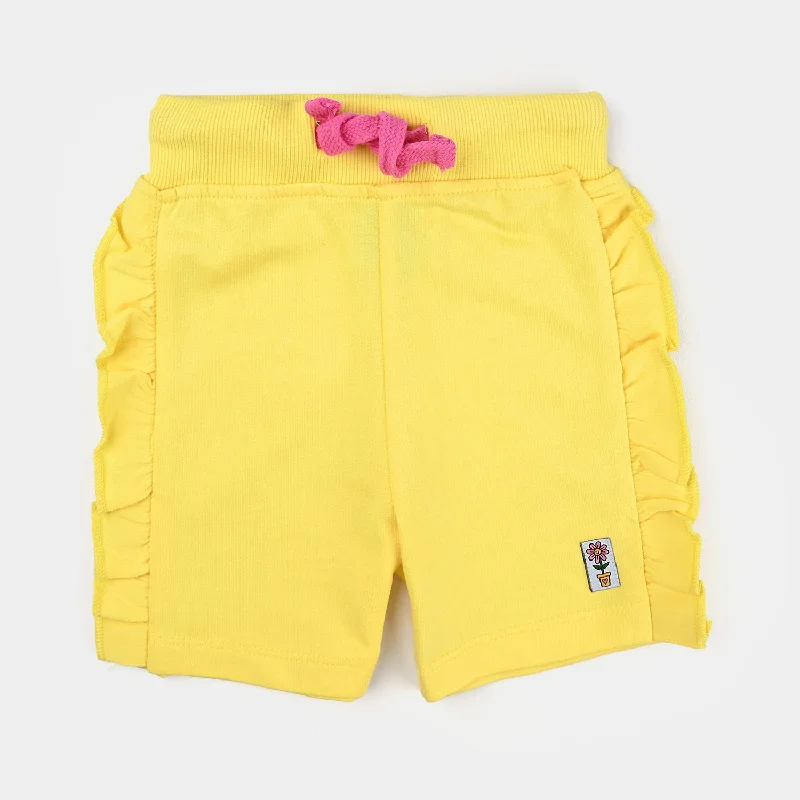 Men's Pants with Antimicrobial TreatmentInfant Girls Cotton Terry Short Flower POT-Lemon Drop
