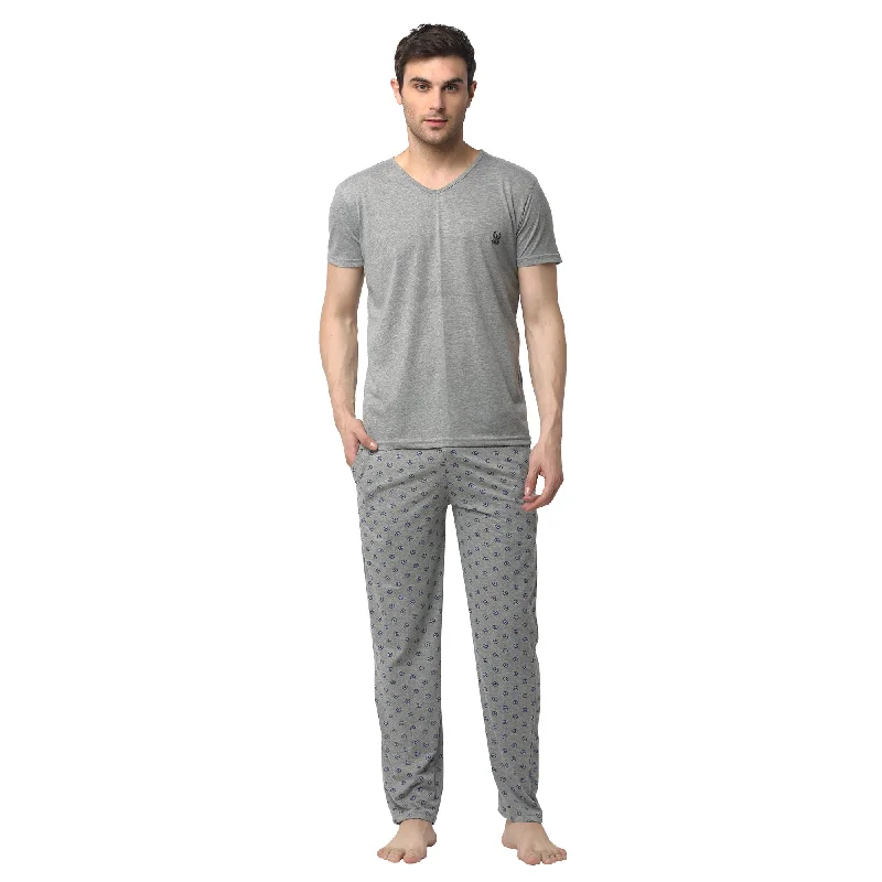 Mack Jonney Silver Silver Night Suit For Men's