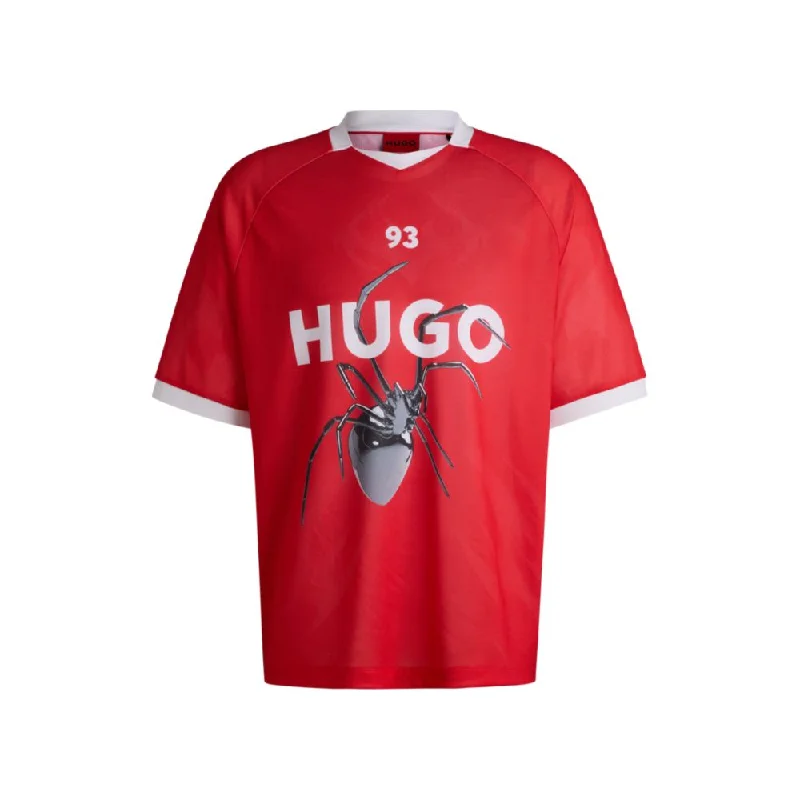 Men's Shirts with Lace-Up HemlinesRelaxed-fit football-style mesh T-shirt with seasonal print