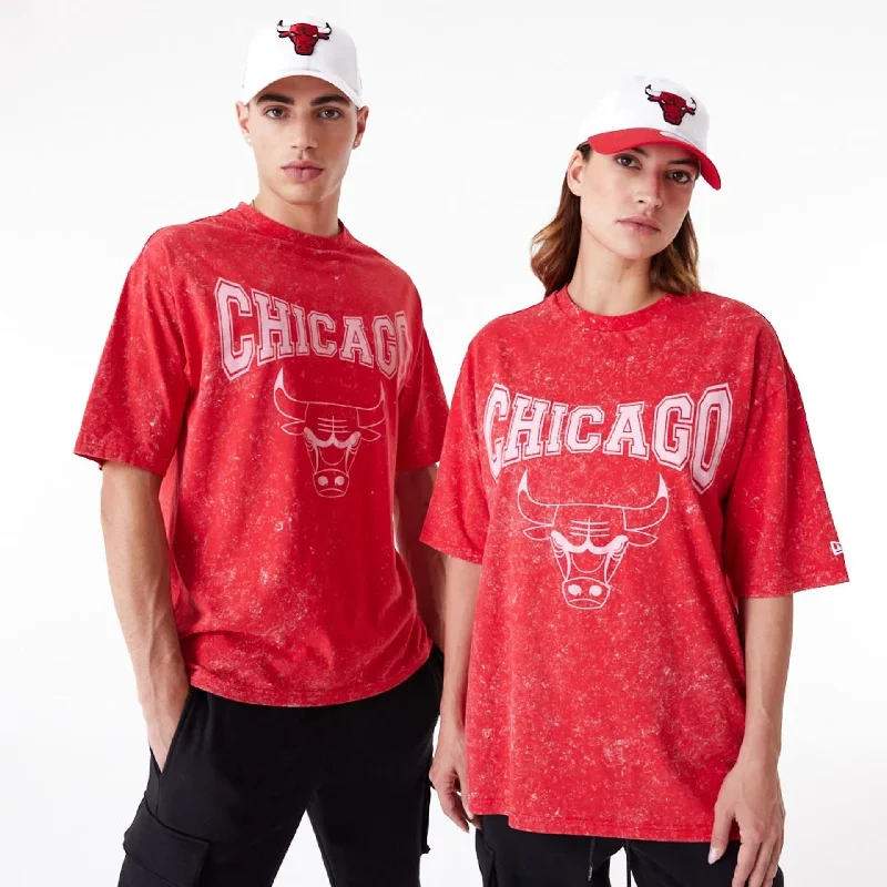 Men's Shirts with Embellished CollarsChicago Bulls NBA Washed Red Oversized T-Shirt