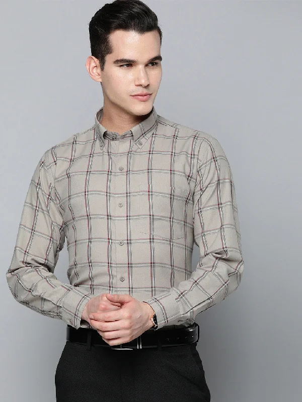 Men's Rugby Shirts for a Sporty LookDENNISON Men Smart Windowpane Checks Formal Shirt