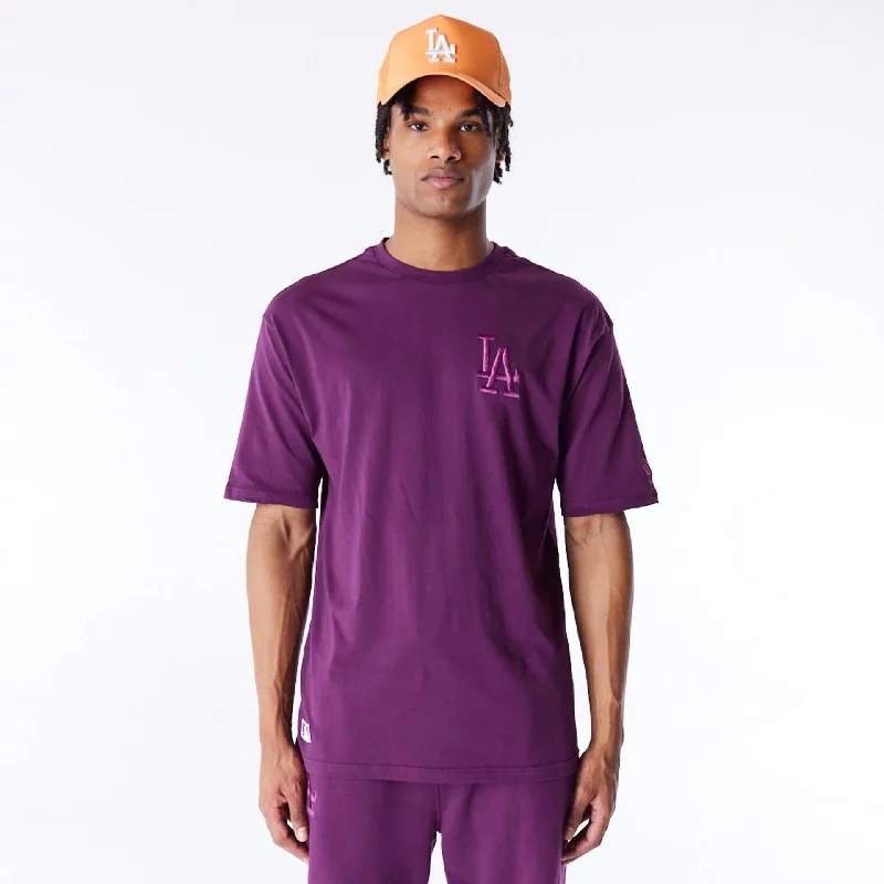 Men's Shirts with Short PlacketsLA Dodgers League Essential Dark Purple Oversized T-Shirt