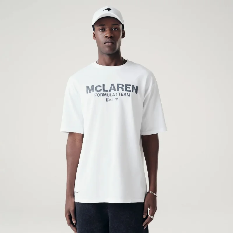 Classic Men's Button-Up ShirtsMcLaren Racing Washed Black On White Oversized T-Shirt
