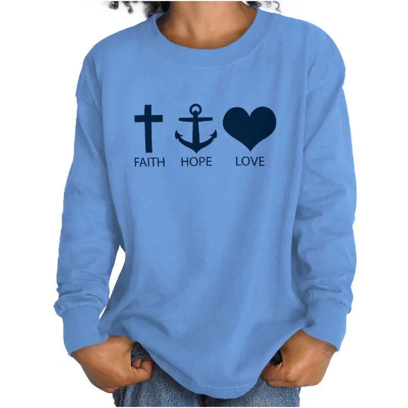 Men's Patterned Button-Down Shirts for Added InterestFaith Anchor Love Youth Long Sleeve T Shirt