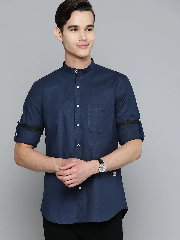 Men's Regular-Fit Shirts for a Classic FitDENNISON Men Navy Blue Smart Slim Fit Casual Shirt
