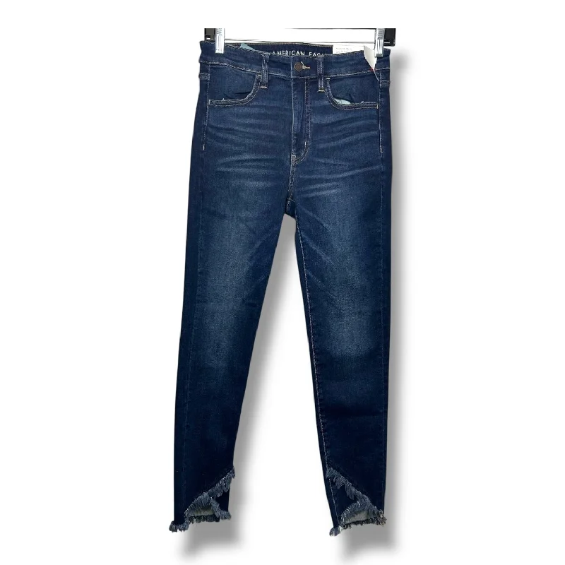 Durable Workwear HatsSUPER HIGH RISE JEGGING CROP Jeans By American Eagle In Blue Denim, Size: 6