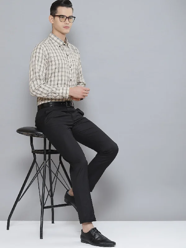 Men's Easy-Care Shirts for Busy LifestylesMen Smart Tartan Checked Cotton Formal Shirt