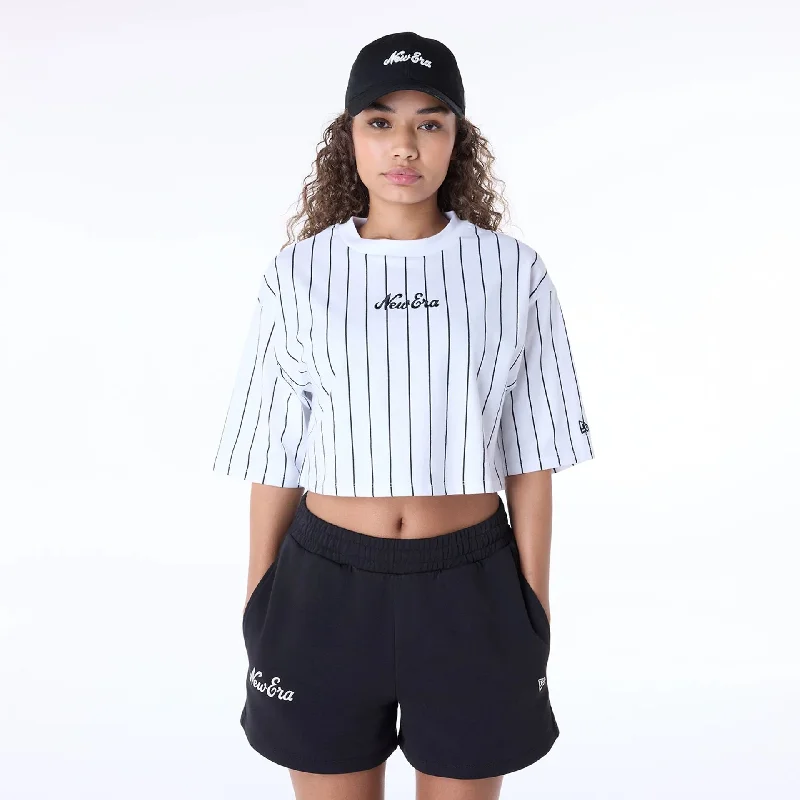 Men's Shirts with Convertible CollarsWomens New Era Pinstripe White T-Shirt