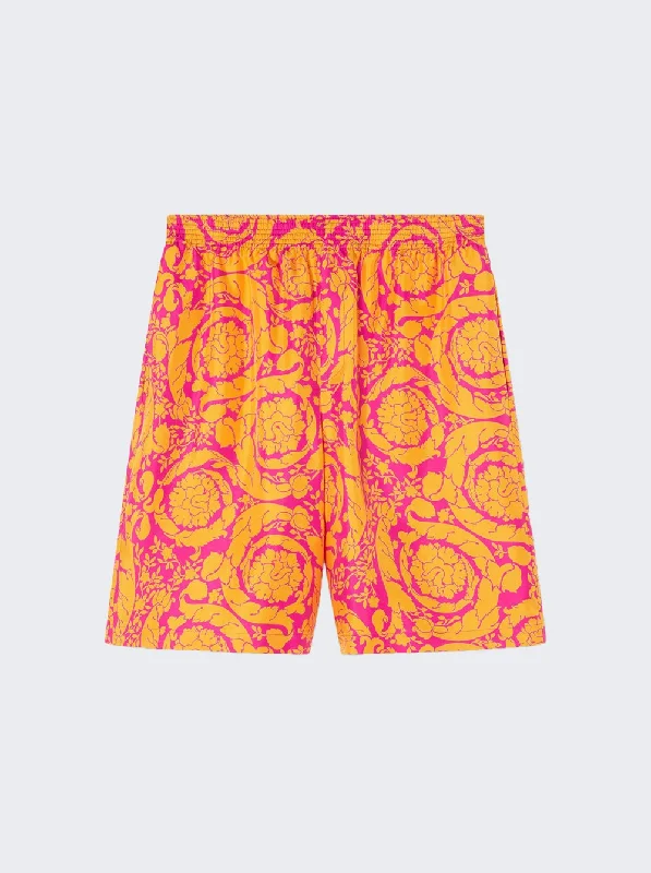Men's Tapered Pants for a Slimming EffectBarocco Silhouette Silk Shorts