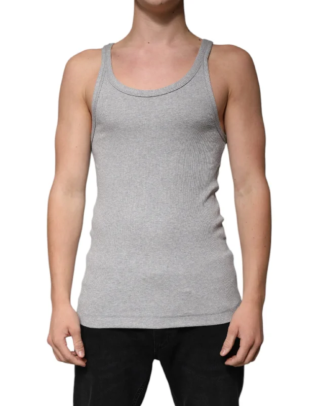 Men's Shirts with Belt AttachmentsDolce & Gabbana  Cotton Sleeveless Round Neck Tank Men's T-shirt