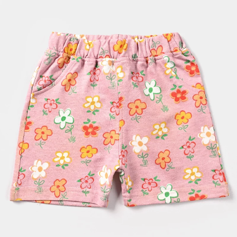 Men's Pants with Flap PocketsInfant Girls Cotton Jersey Knitted Short Flower-Pink