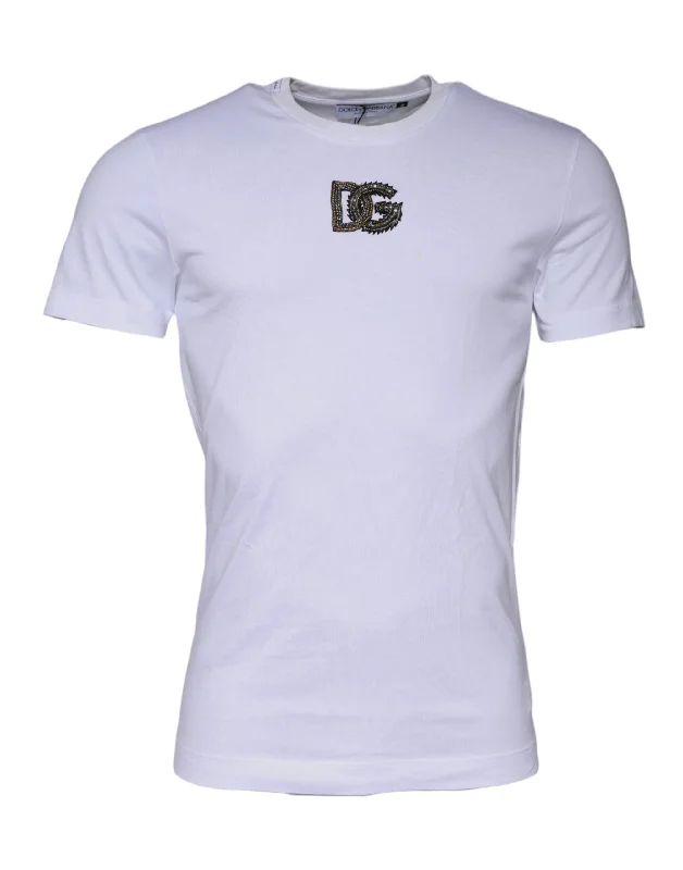Men's Shirts with UV ProtectionDolce & Gabbana  DG Logo Cotton Crew Neck Men's T-shirt (Pre-Owned)