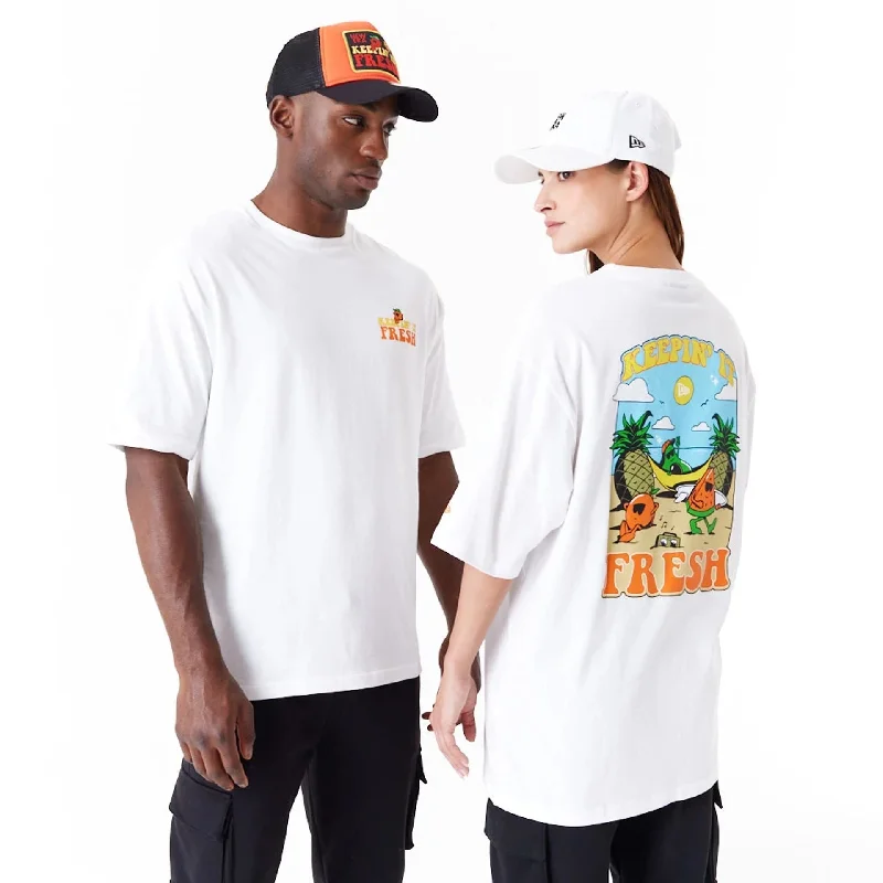 Men's Shirts with TiesNew Era Fruit Graphic White Oversized T-Shirt