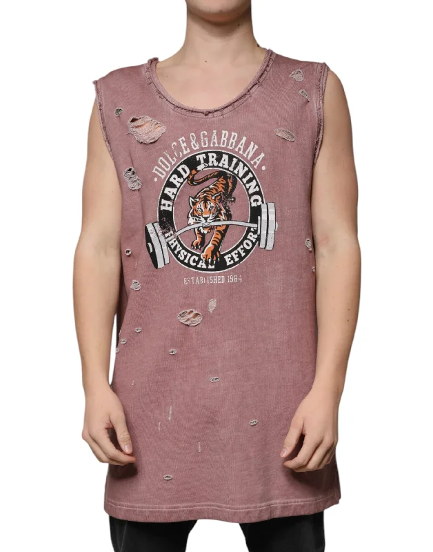 Men's Shirts with Short PlacketsDolce & Gabbana  Cotton Round Neck Sleeveless Men's T-shirt