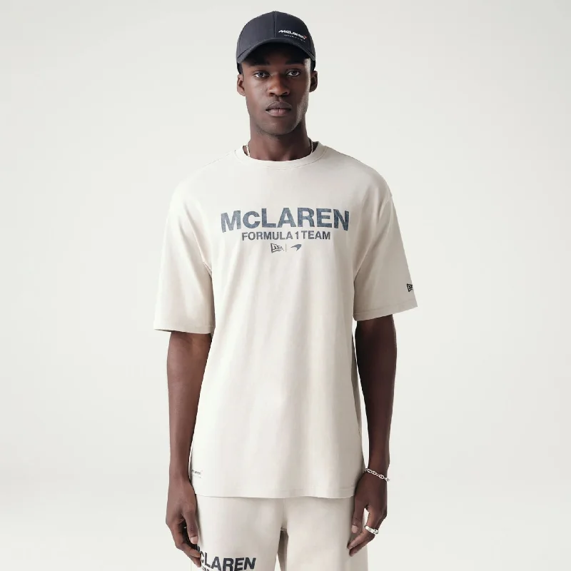Men's Shirts with Adjustable HemlinesMcLaren Racing Washed Pack Beige Oversized T-Shirt