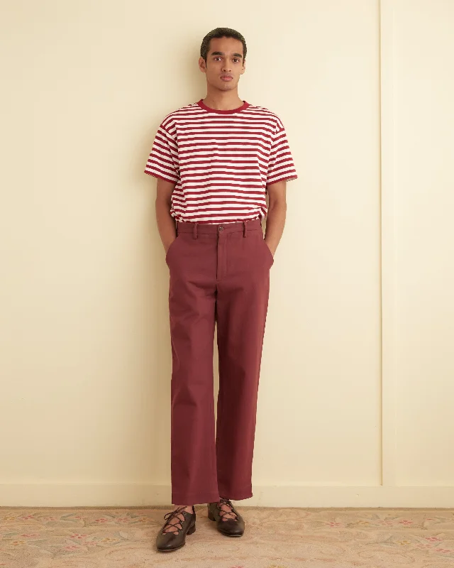 Men's Pants with Faux Leather PatchesStandard Trousers - Merlot