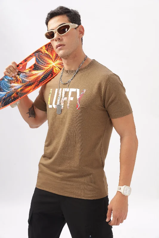 Men's Shirts for CampingLuffy Graphic Brown Printed T-Shirt