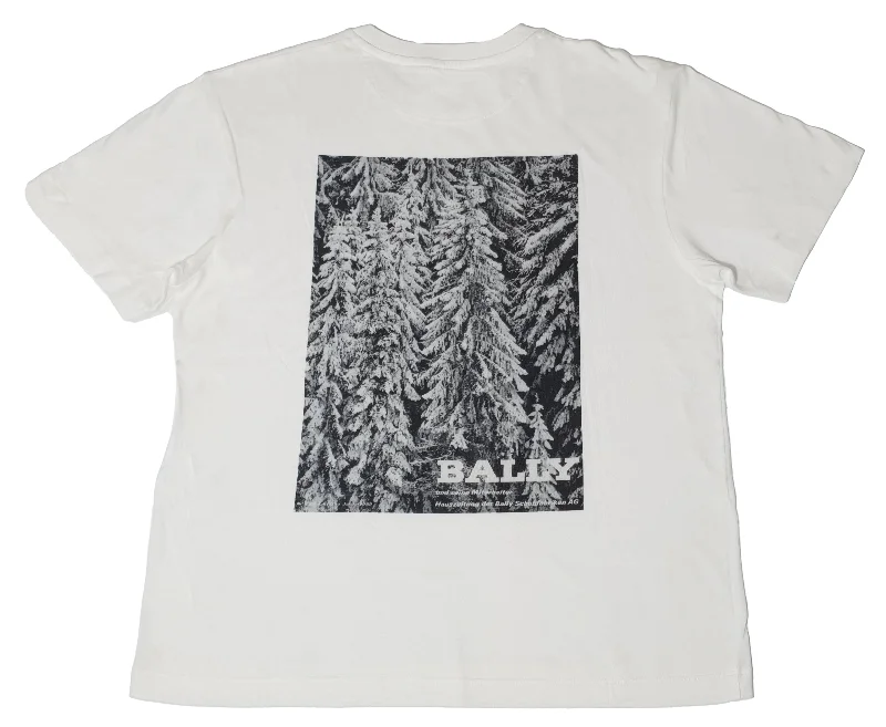 Striped Men's TopsBally 6240031 Men's White 100% Cotton Print T-Shirt