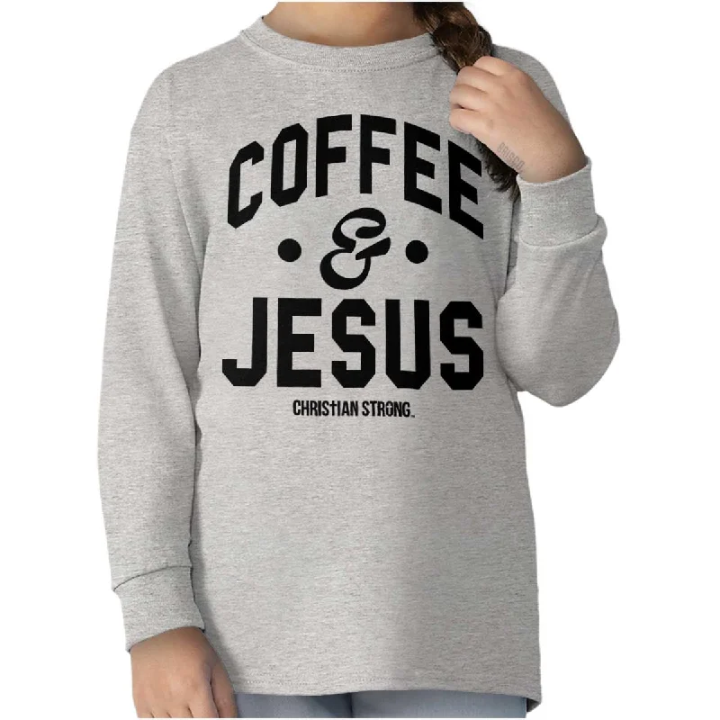 Lightweight Men's Poplin ShirtsCoffee and Jesus Youth Long Sleeve T Shirt