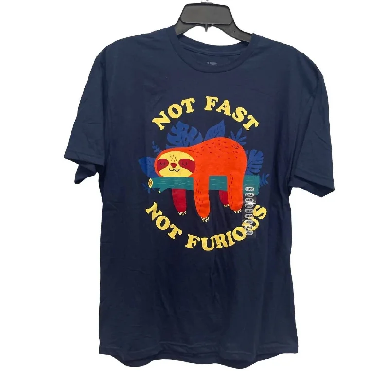 Men's Shirts with Striped PatternsMen's Sloth Not Fast Not Furious Tee In Navy