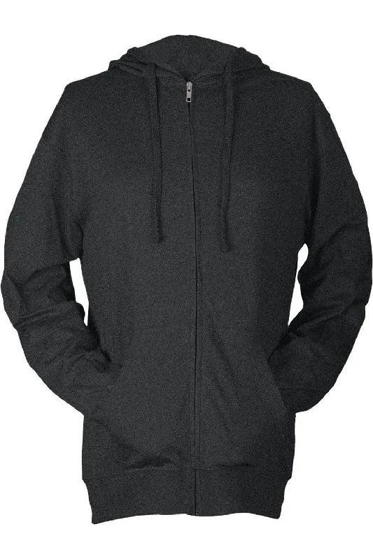 Men's Shirts with Embellished HemlinesTultex Unisex Beach Full-Zip Hooded Long Sleeve T-Shirt