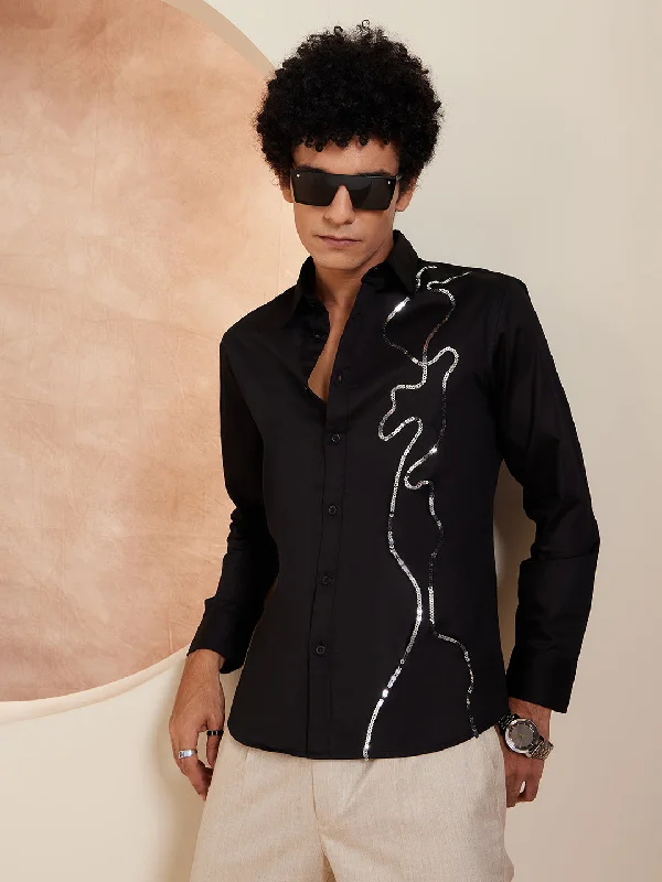 Men's Patterned Casual Shirts for Relaxed StylingDENNISON Smart Sequened Cotton Party Shirt